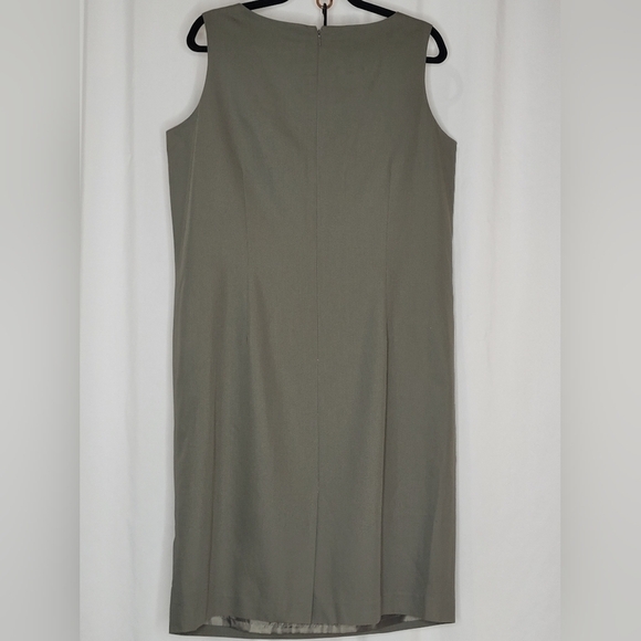 Talbots Woman Sleeveless Olive Green Sheath Dress - Size 14 - Picture 2 of 9